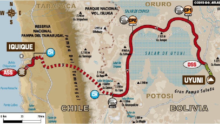 Dakar 2015 / Día 9: Cuatris y motos completan entre las dunas y sal